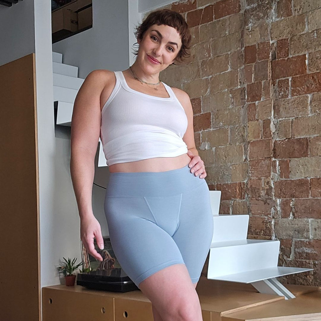 long bamboo underwear with 7 inch inseam that stays put and doesn’t ride up during all-day wear