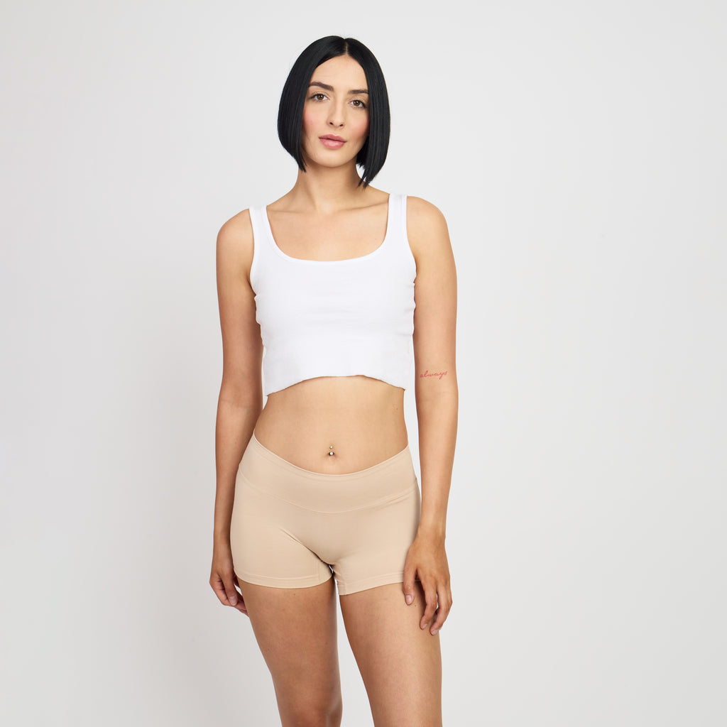winged pad friendly bamboo boyshort with wide cotton gusset for breathable period protection
